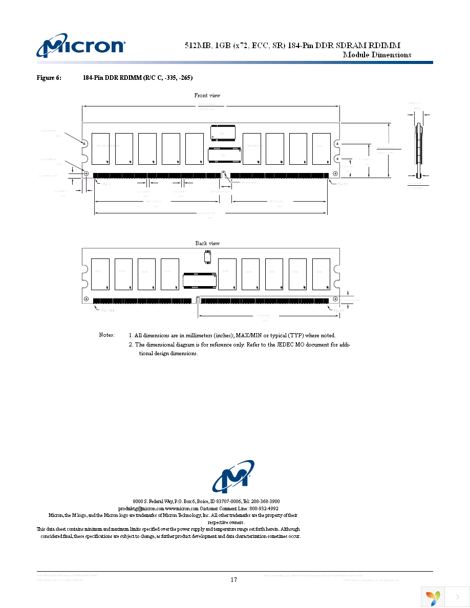 MT18VDDF12872Y-40BJ1 Page 17