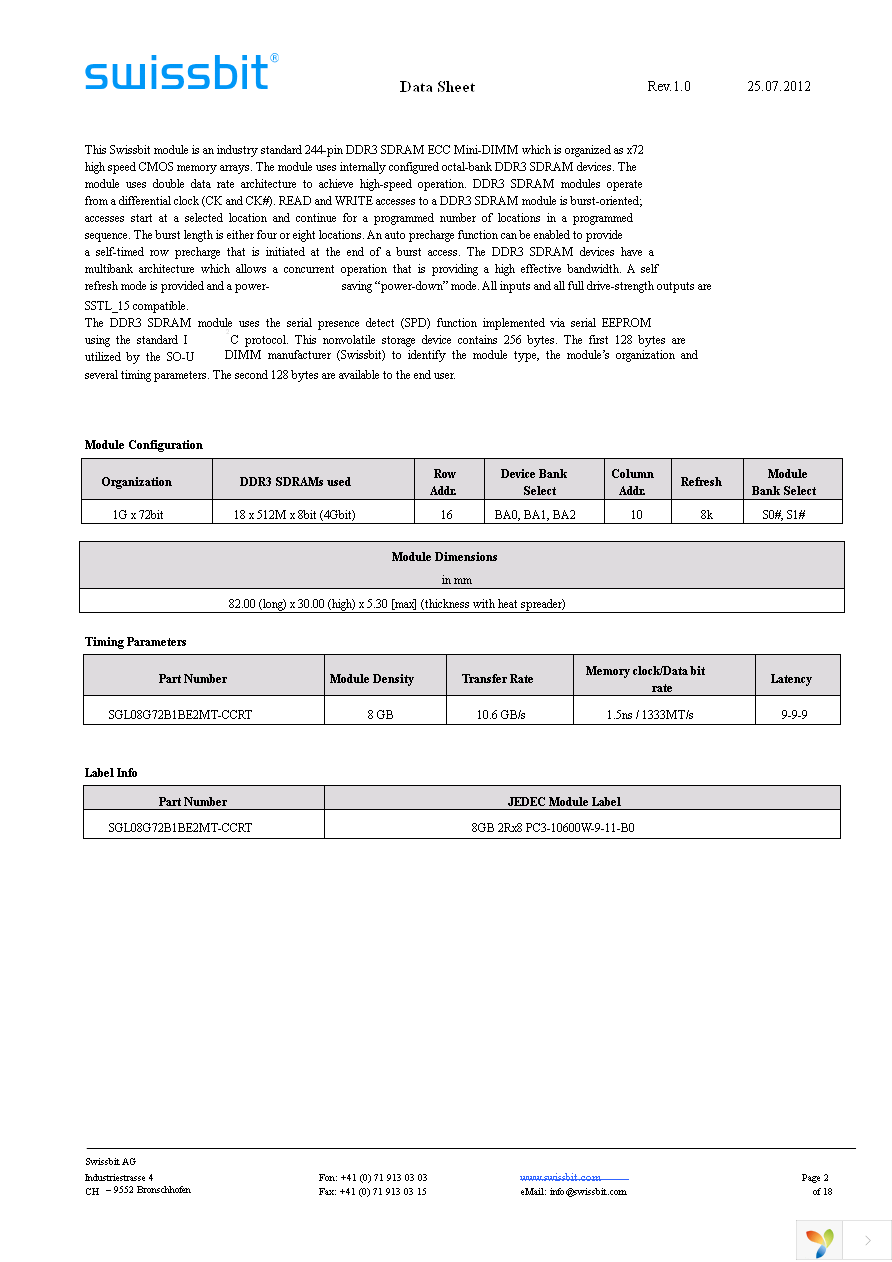 SGL08G72B1BE2MT-CCRT Page 2