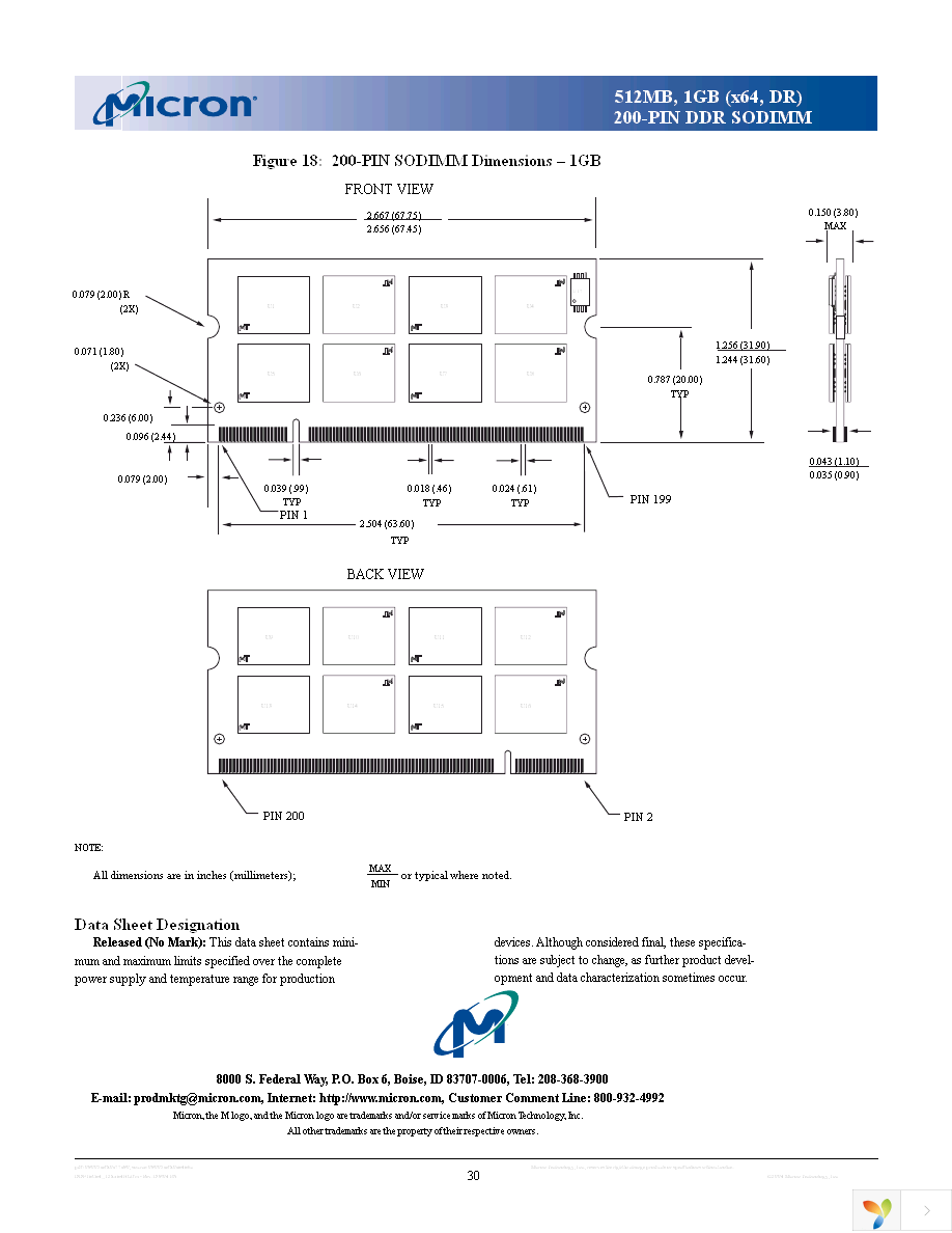 MT16VDDF12864HG-335D2 Page 30