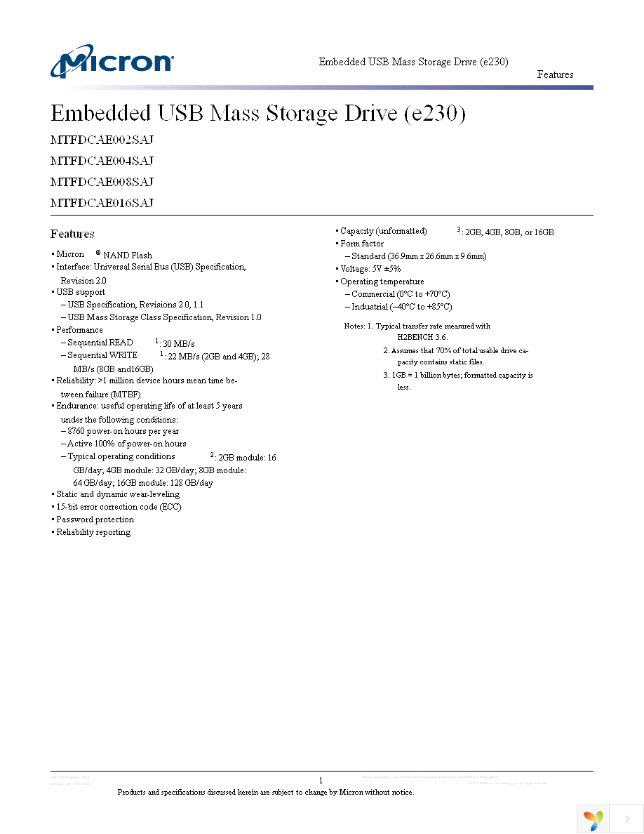 MTFDCAE002SAJ-1M1 Page 1