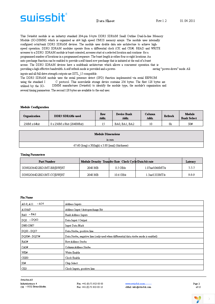 SGN02G64D2BD1MT-CCRT Page 2