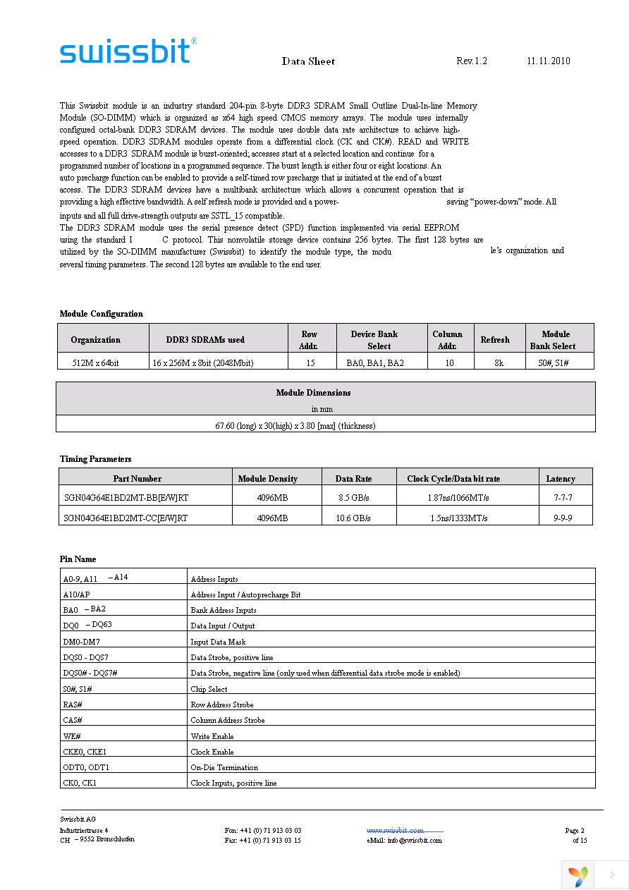 SGN04G64E1BD2MT-BBRT Page 2