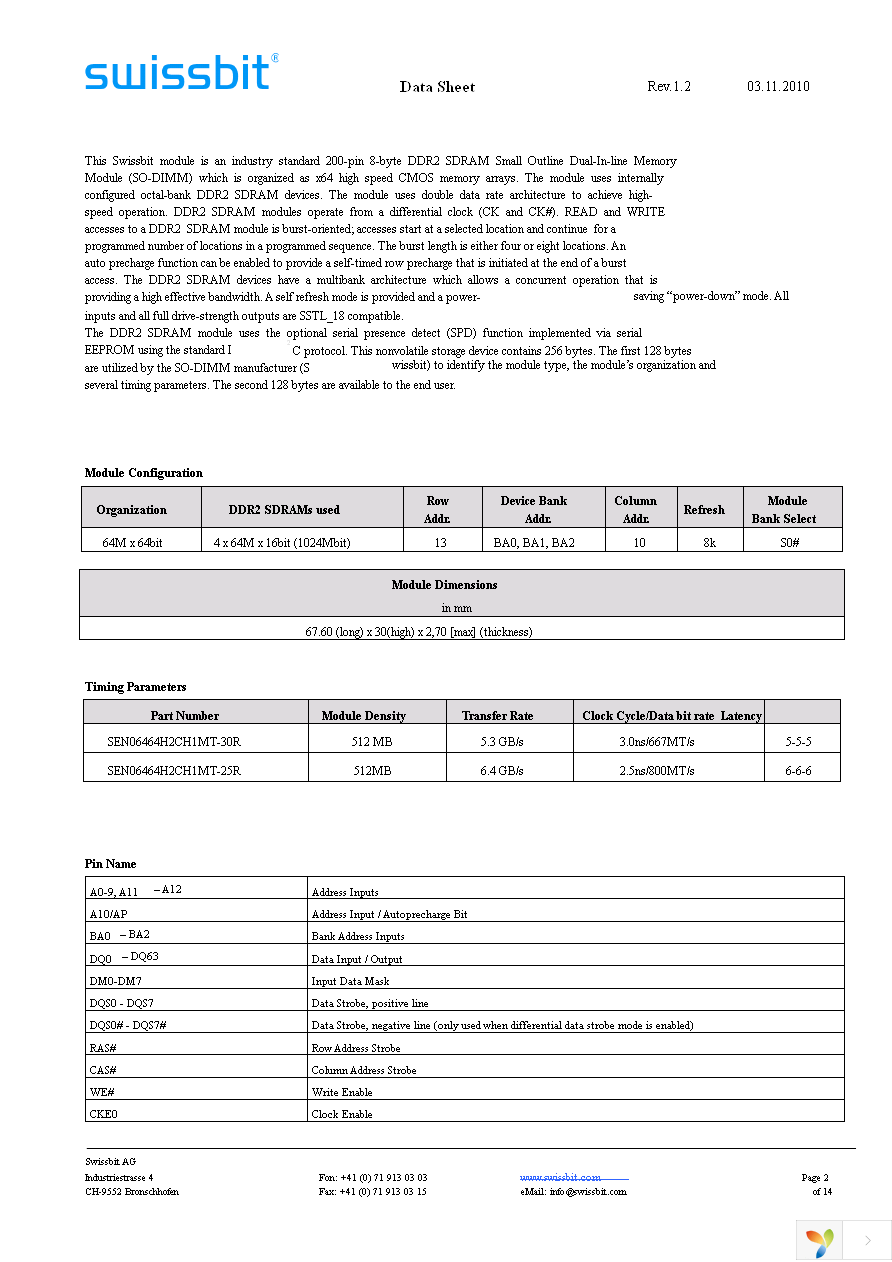 SEN06464H2CH1MT-25WR Page 2