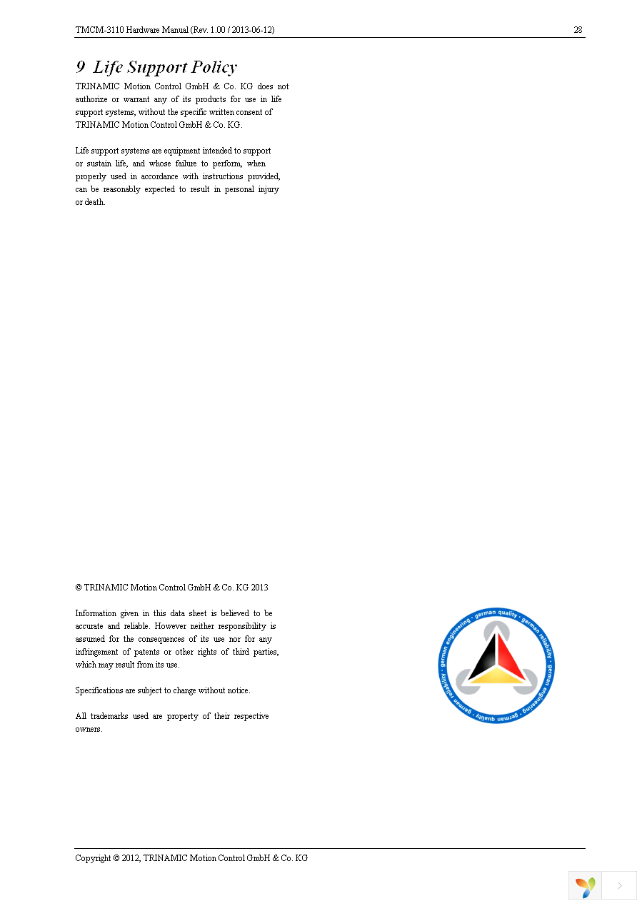 TMCM-3110-CABLE Page 28