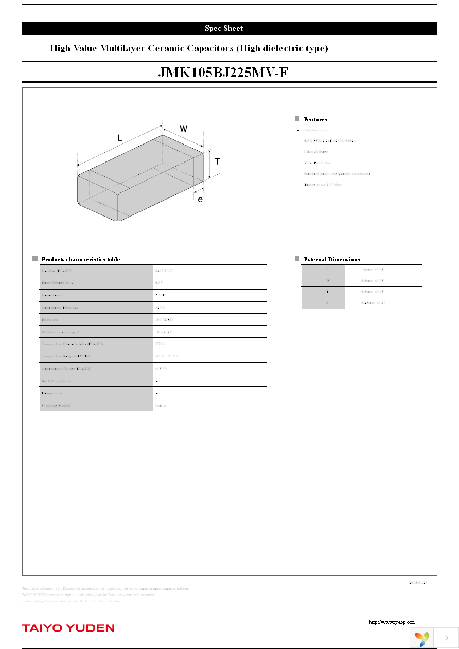 JMK105BJ225MV-F Page 1