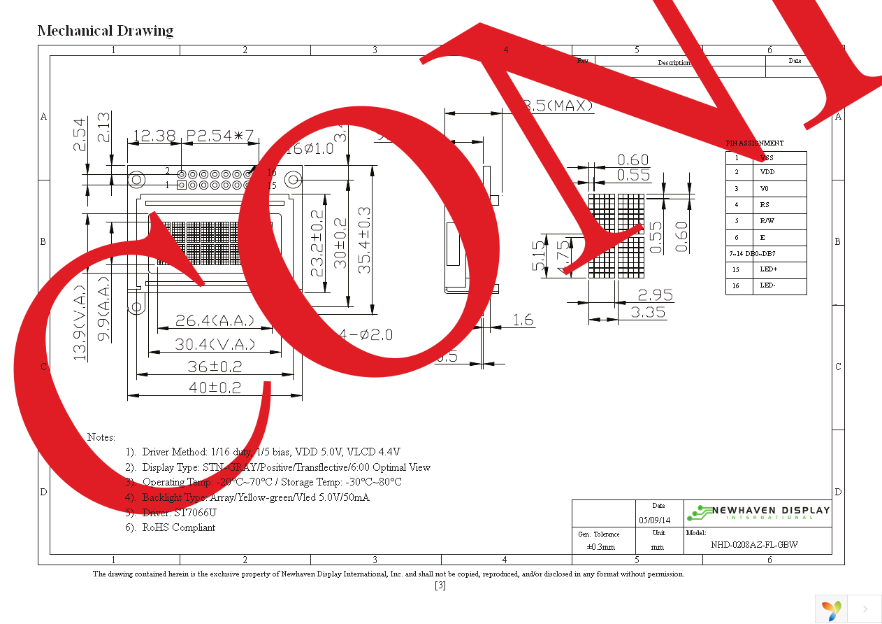 NHD-0208AZ-FL-GBW Page 3