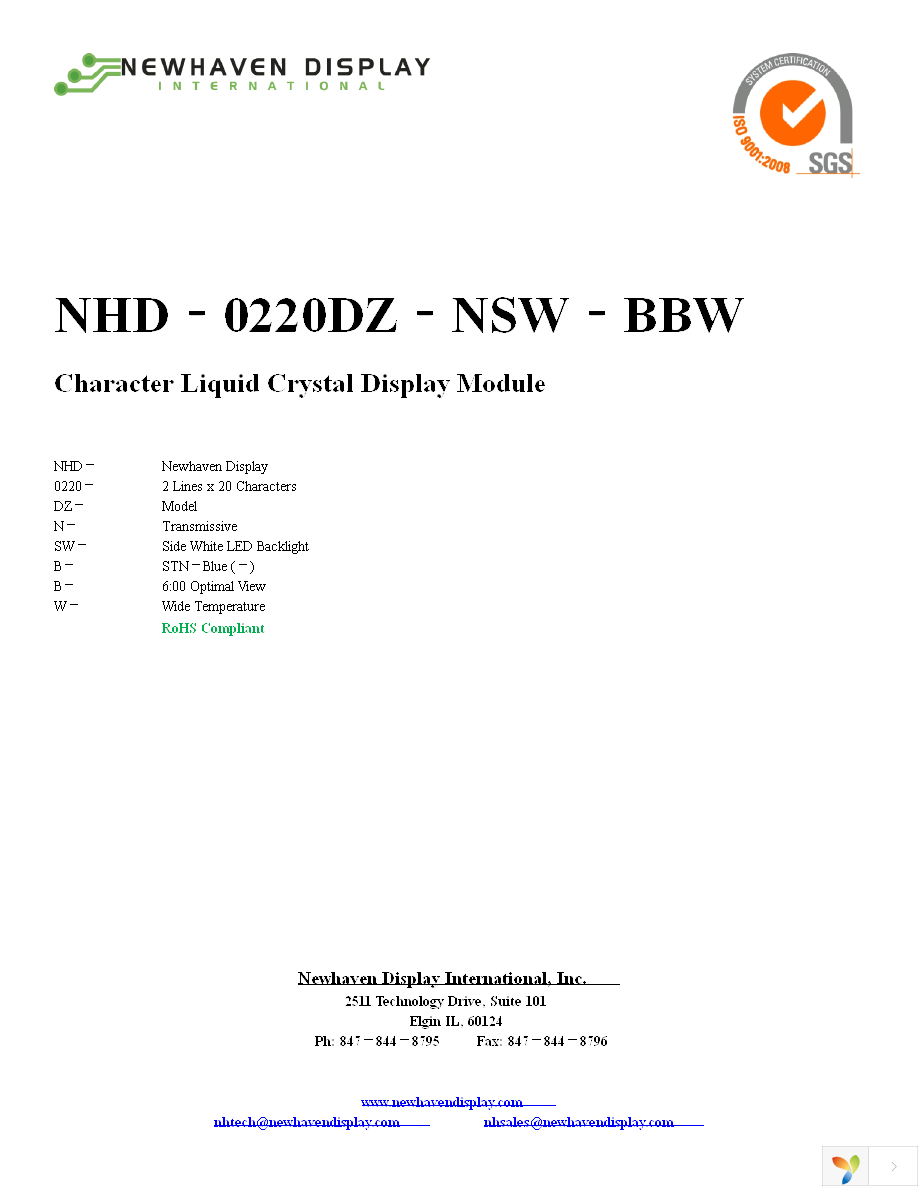 NHD-0220DZ-NSW-BBW Page 1