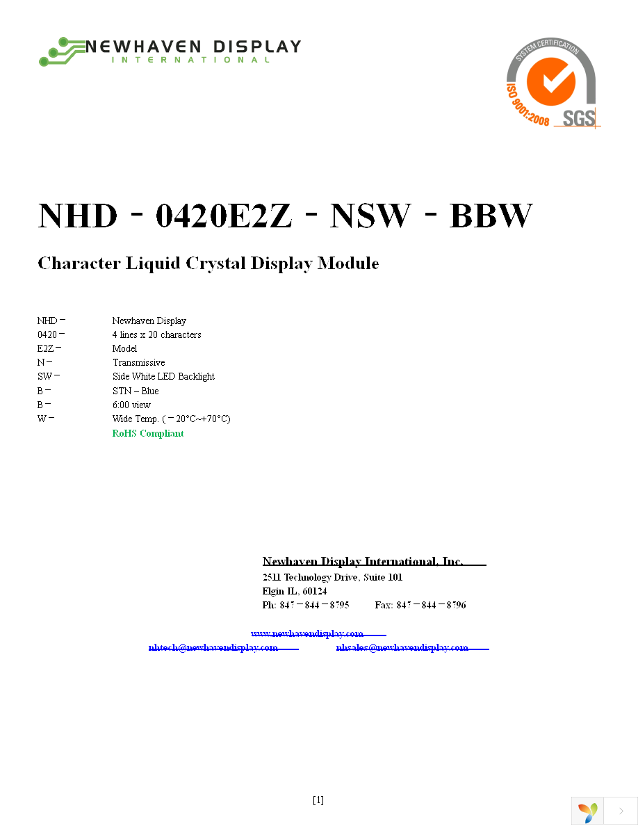 NHD-0420E2Z-NSW-BBW Page 1