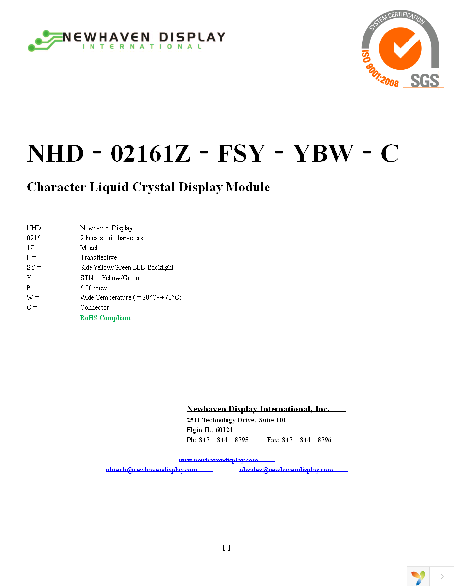 NHD-02161Z-FSY-YBW-C Page 1