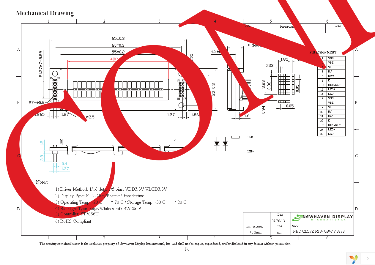 NHD-0220FZ-FSW-GBW-P-33V3 Page 3