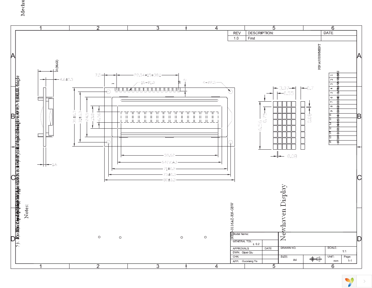 NHD-0116AZ-RN-GBW Page 3