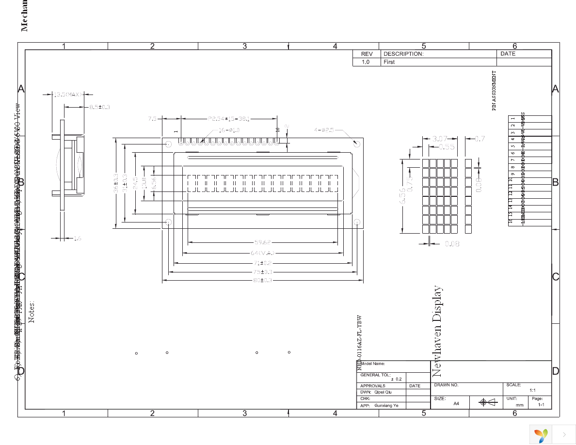 NHD-0116AZ-FL-YBW Page 3