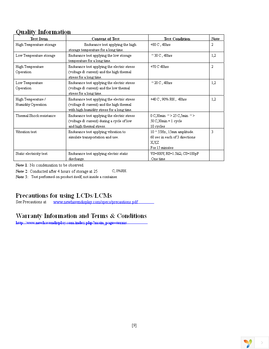 NHD-0116AZ-FL-YBW Page 9