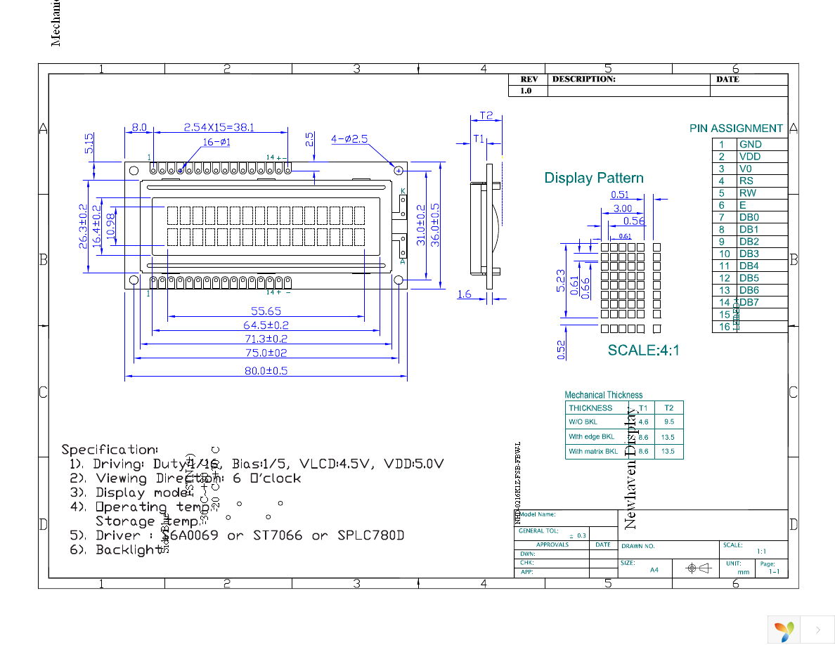 NHD-0216K1Z-FSB-FBW-L Page 3