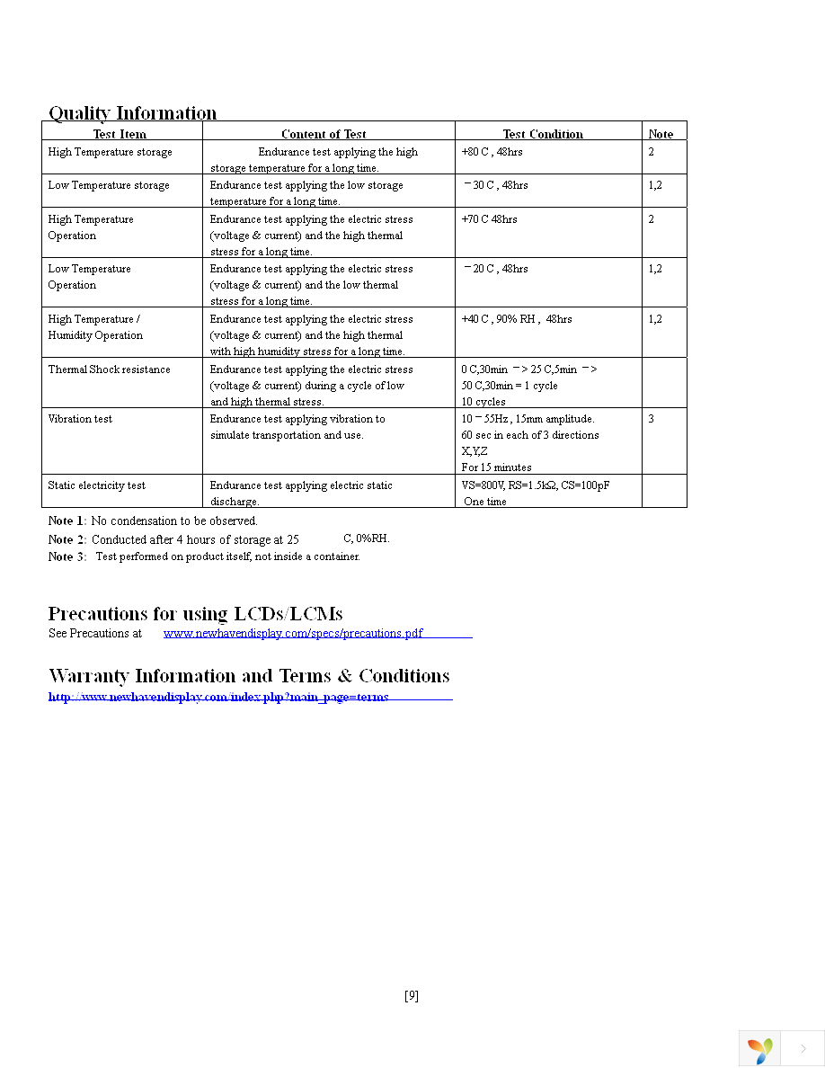 NHD-0216EZ-FL-GBW Page 9