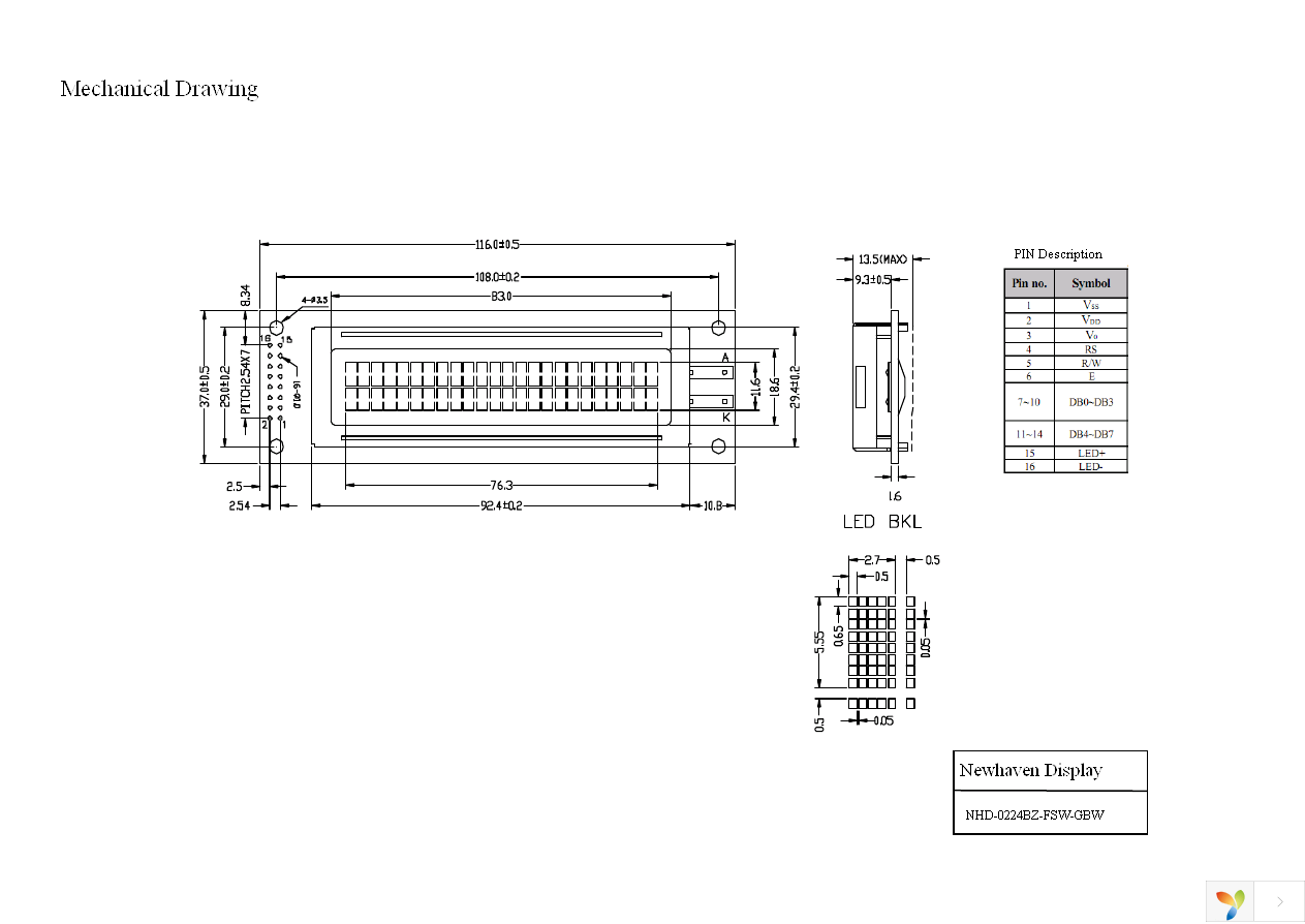 NHD-0224BZ-FSW-GBW Page 3