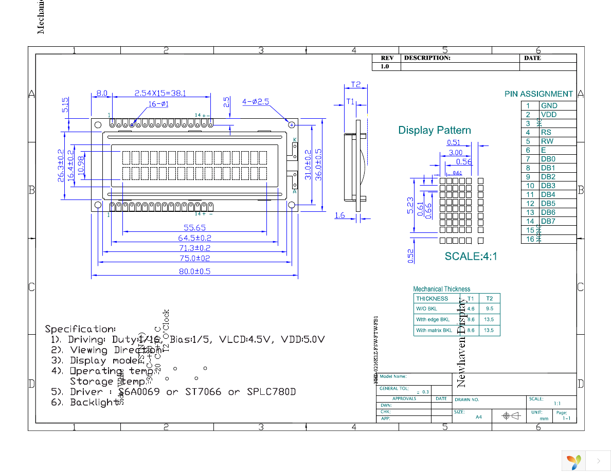 NHD-0216K1Z-FSW-FTW-FB1 Page 3