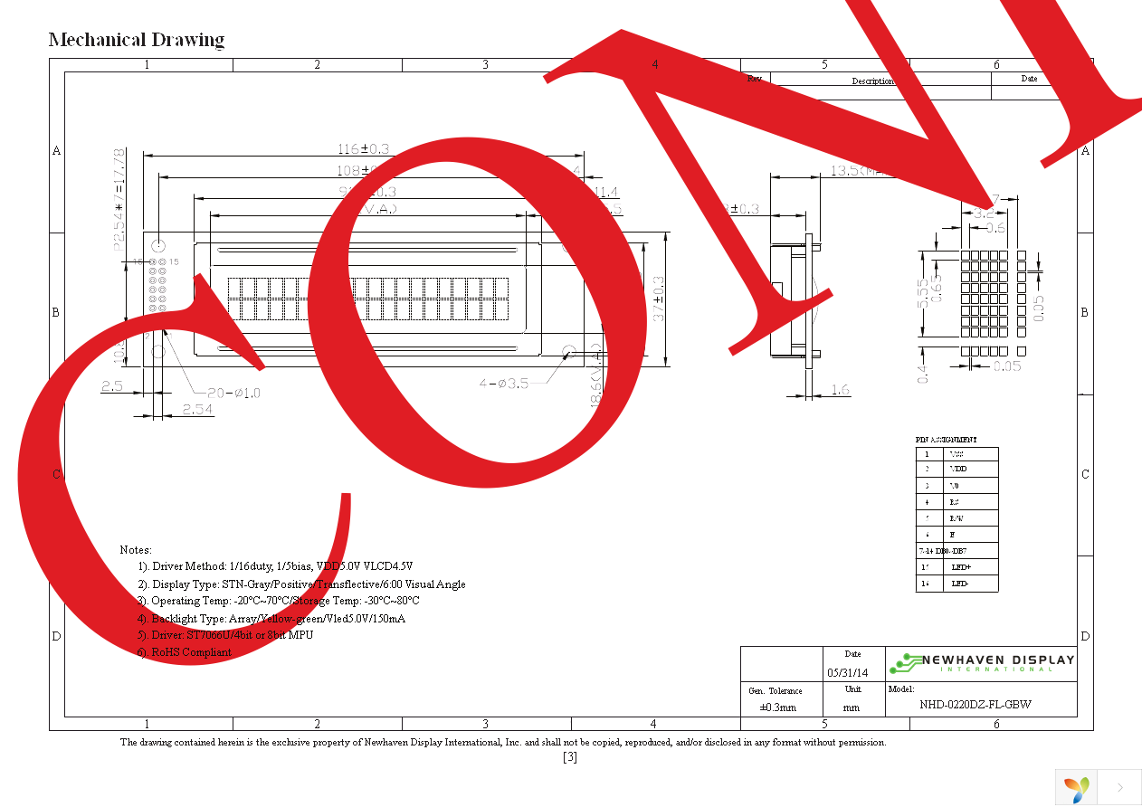 NHD-0220DZ-FL-GBW Page 3