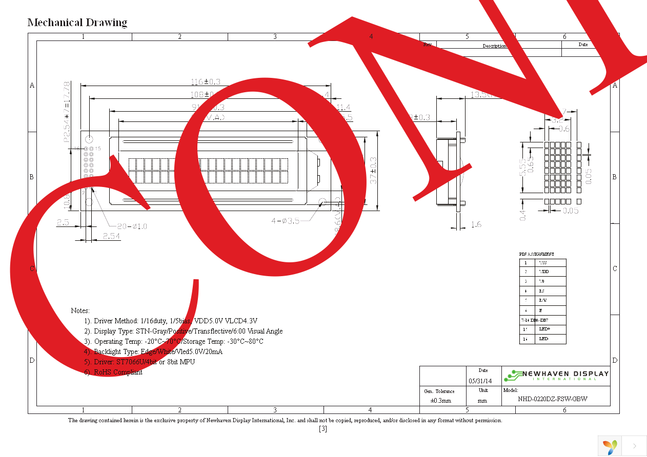 NHD-0220DZ-FSW-GBW Page 3