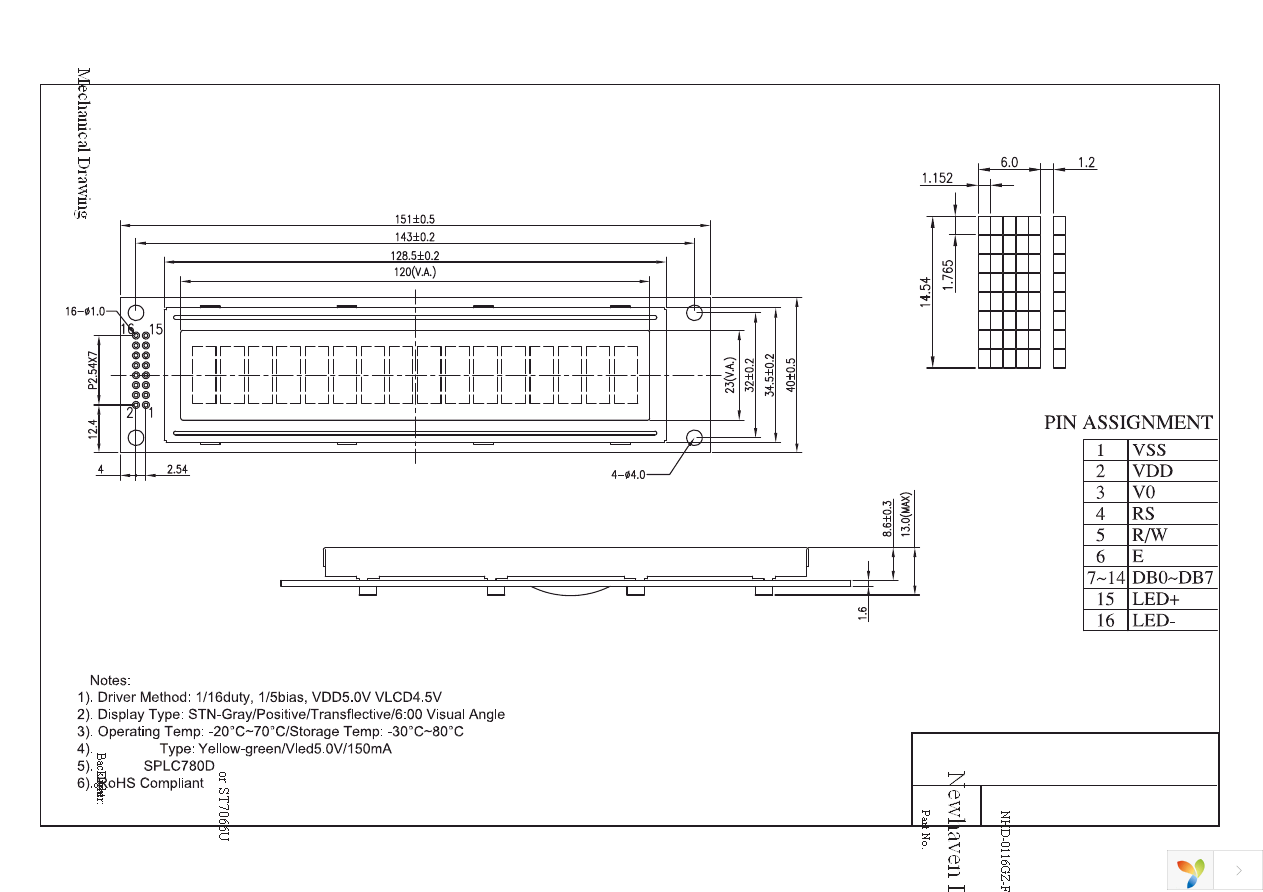 NHD-0116GZ-FL-GBW Page 3