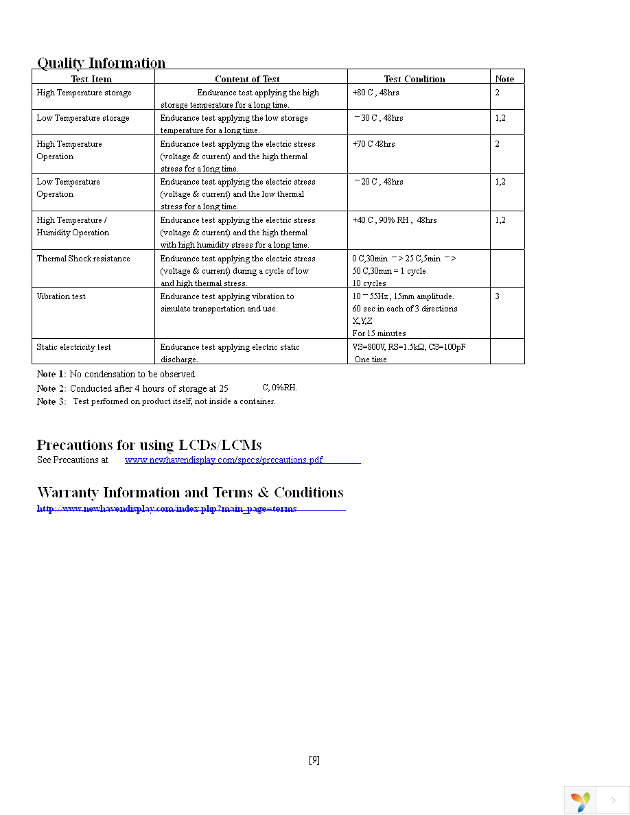 NHD-0116GZ-FL-GBW Page 9