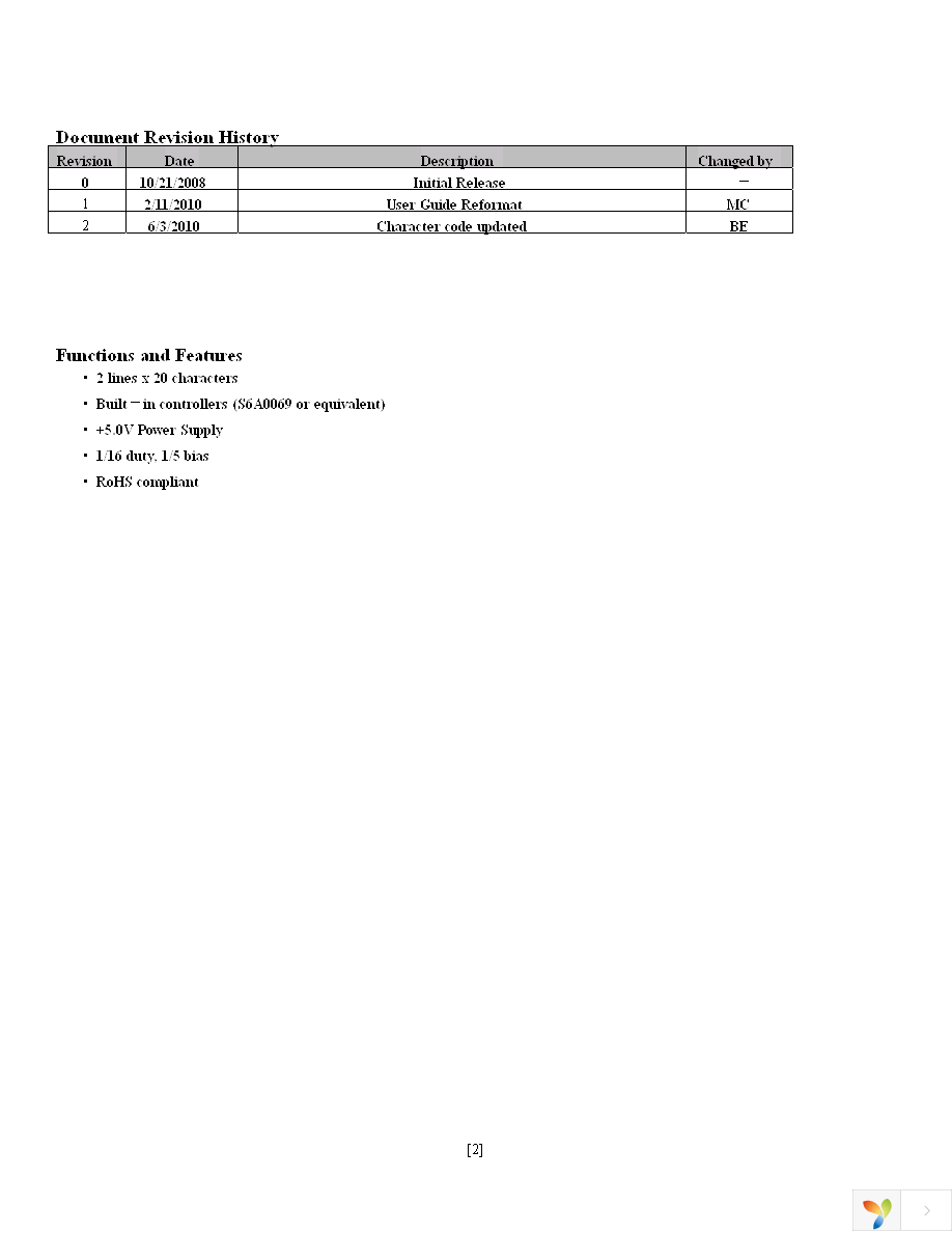 NHD-0220JZ-FL-GBW Page 2