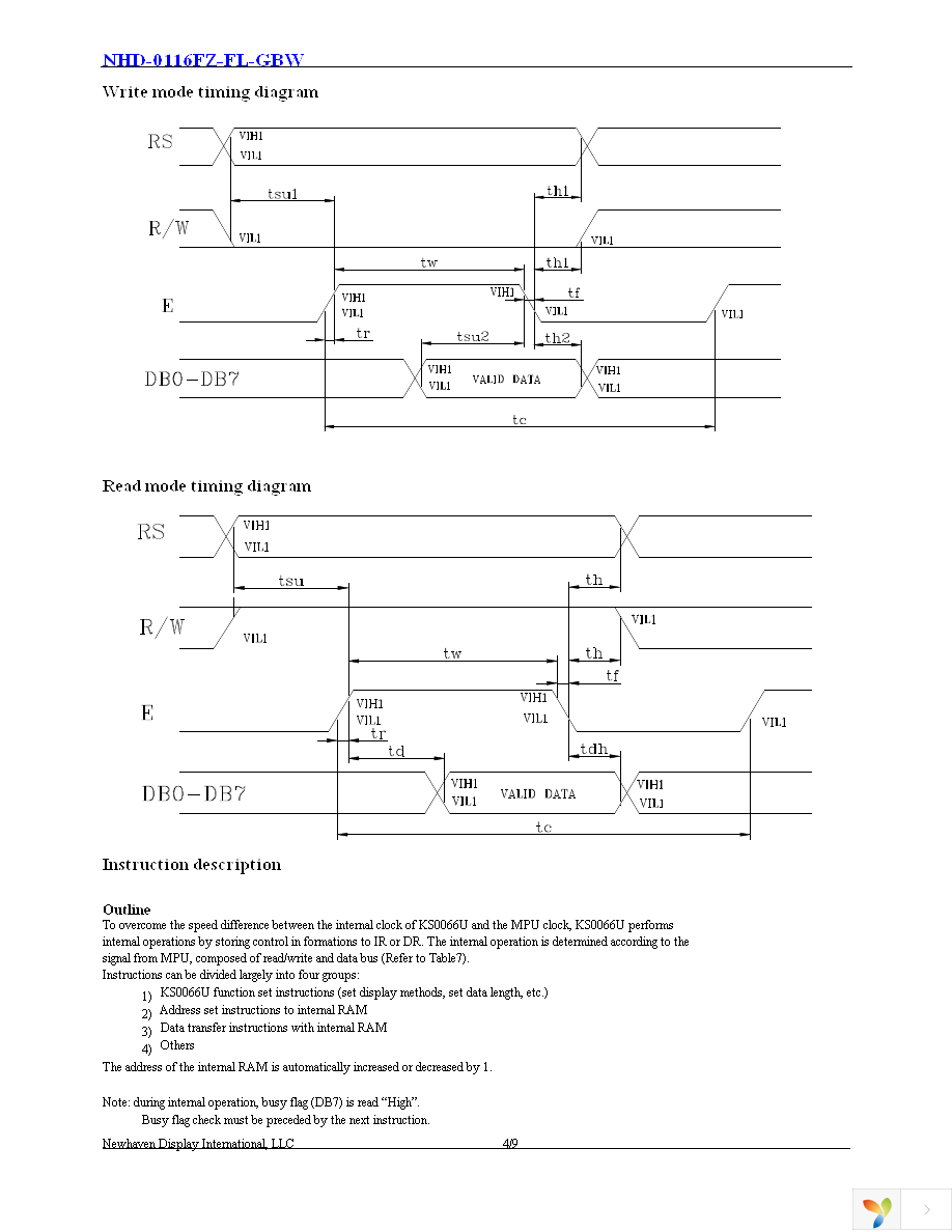 NHD-0116FZ-FL-GBW Page 5