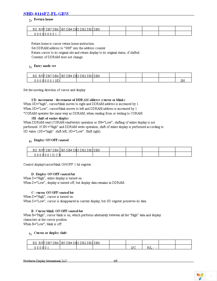 NHD-0116FZ-FL-GBW Page 7