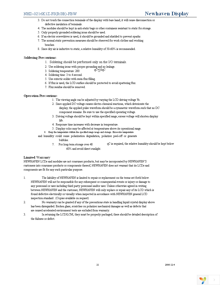 NHD-0216K1Z-FS(RGB)-FBW Page 21