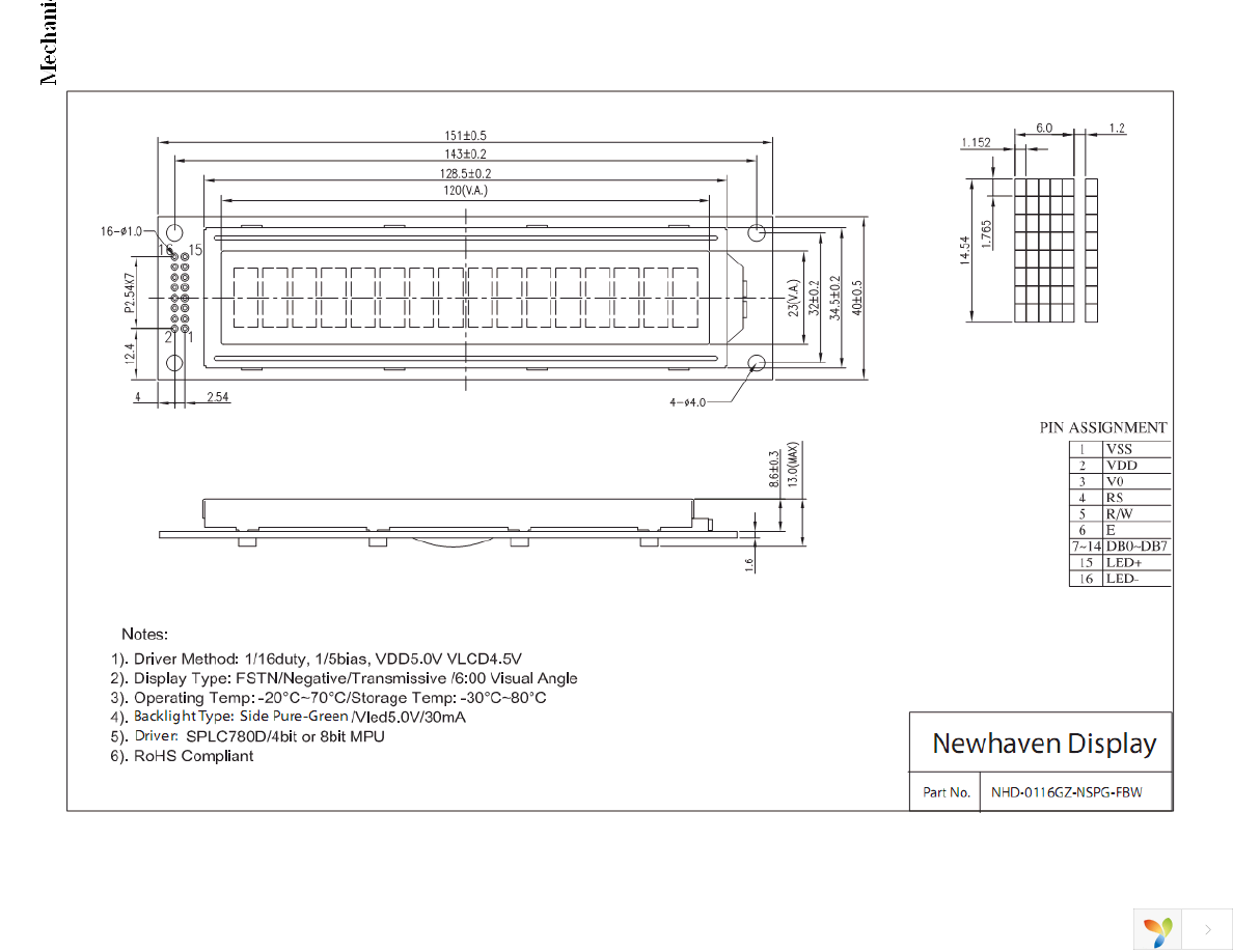 NHD-0116GZ-NSPG-FBW Page 3