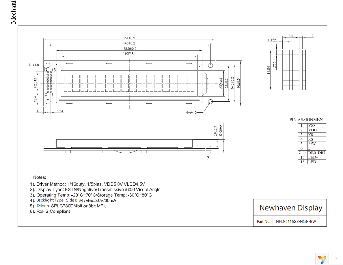 NHD-0116GZ-NSB-FBW Page 3