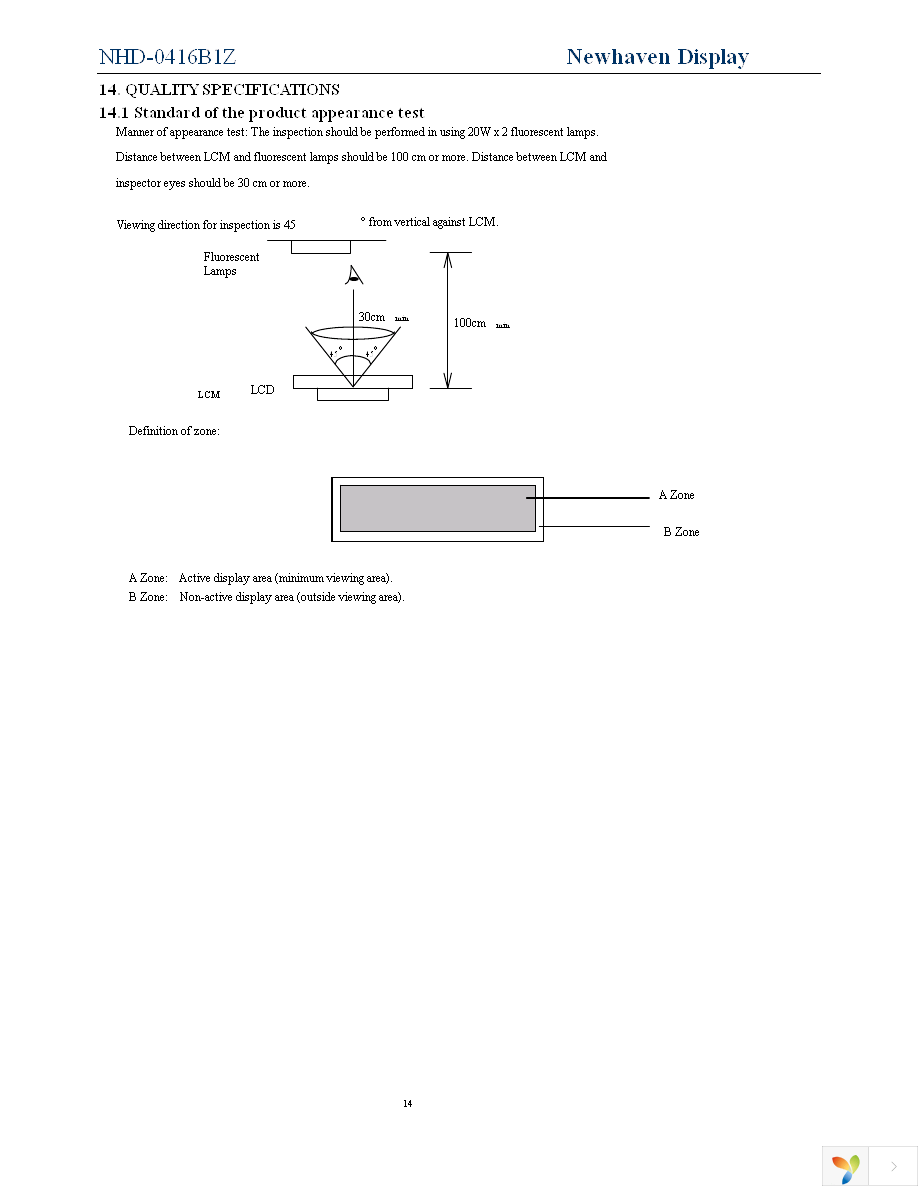 NHD-0416B1Z-FSPG-YBW-L-3V Page 14