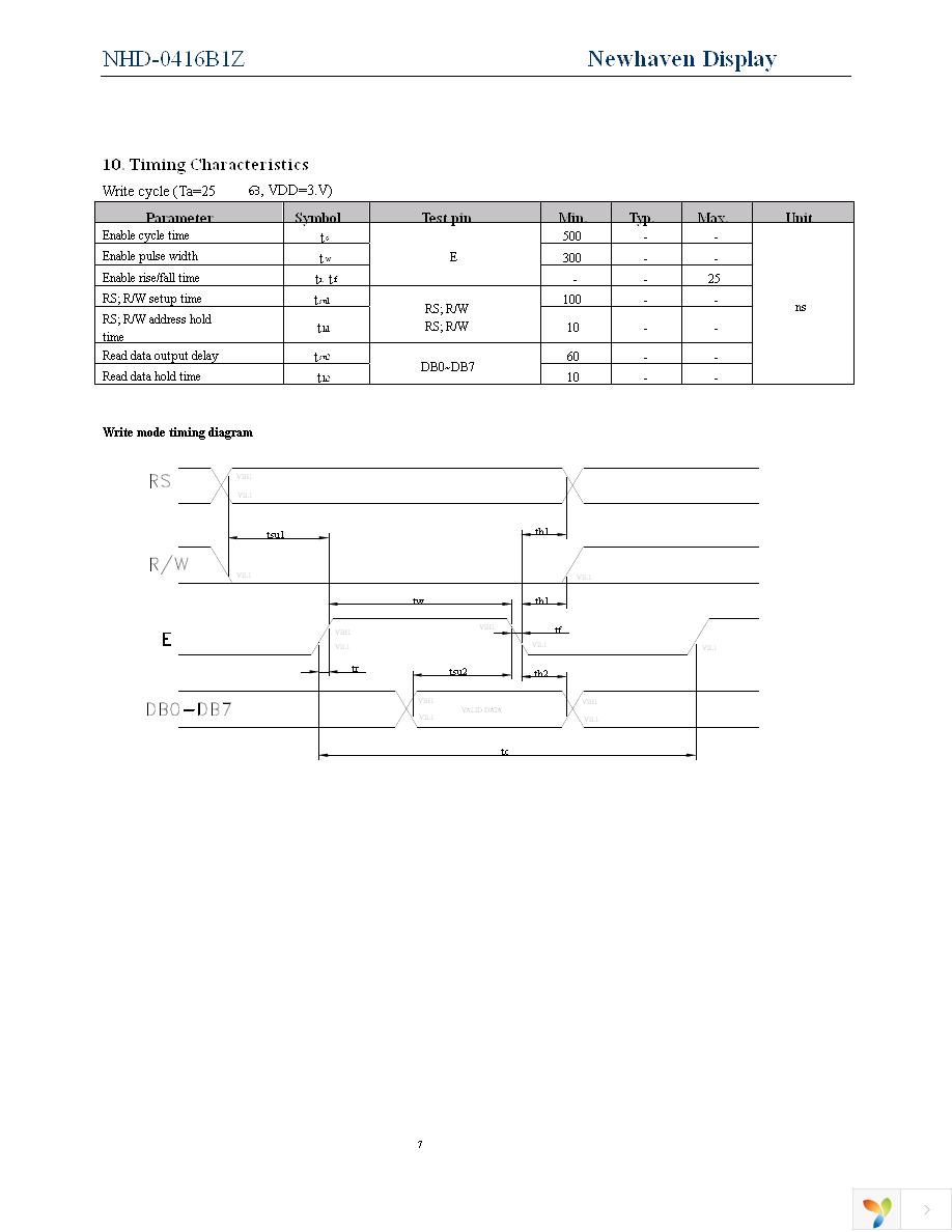 NHD-0416B1Z-FSPG-YBW-L-3V Page 7