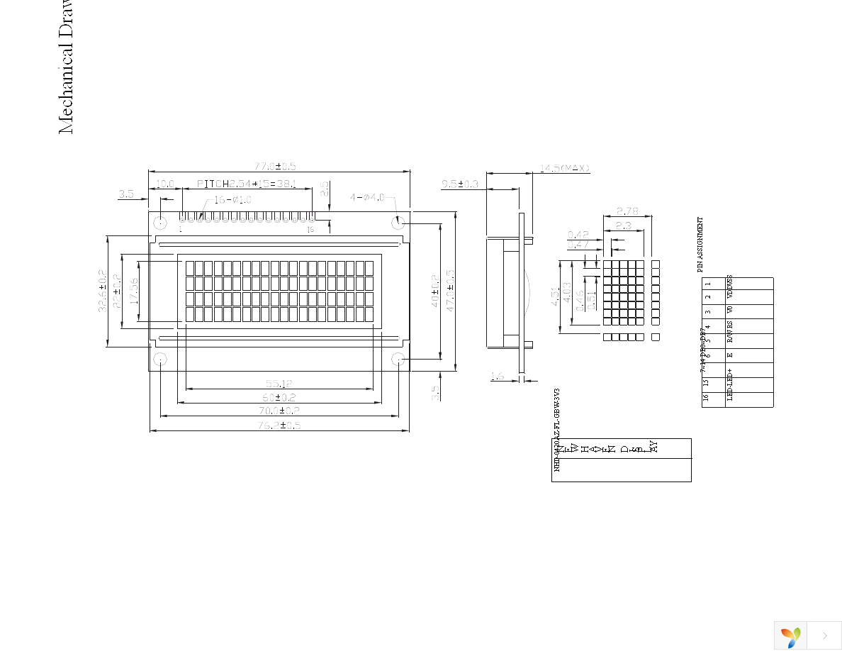 NHD-0420AZ-FL-GBW-3V Page 3