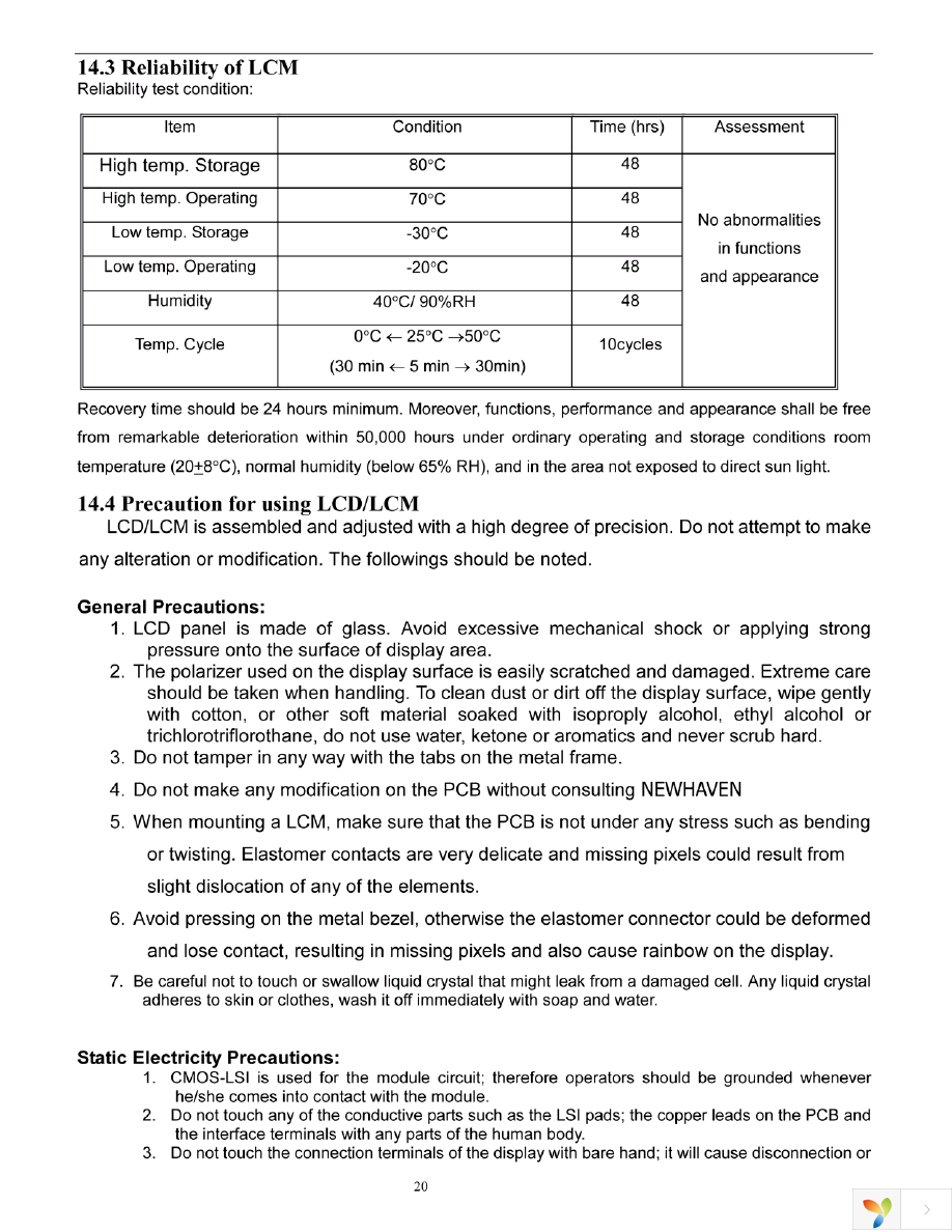 NHD-0220FZ-SYG-GBW Page 20