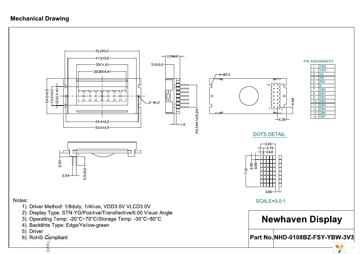 NHD-0108BZ-FSY-YBW-3V3 Page 3