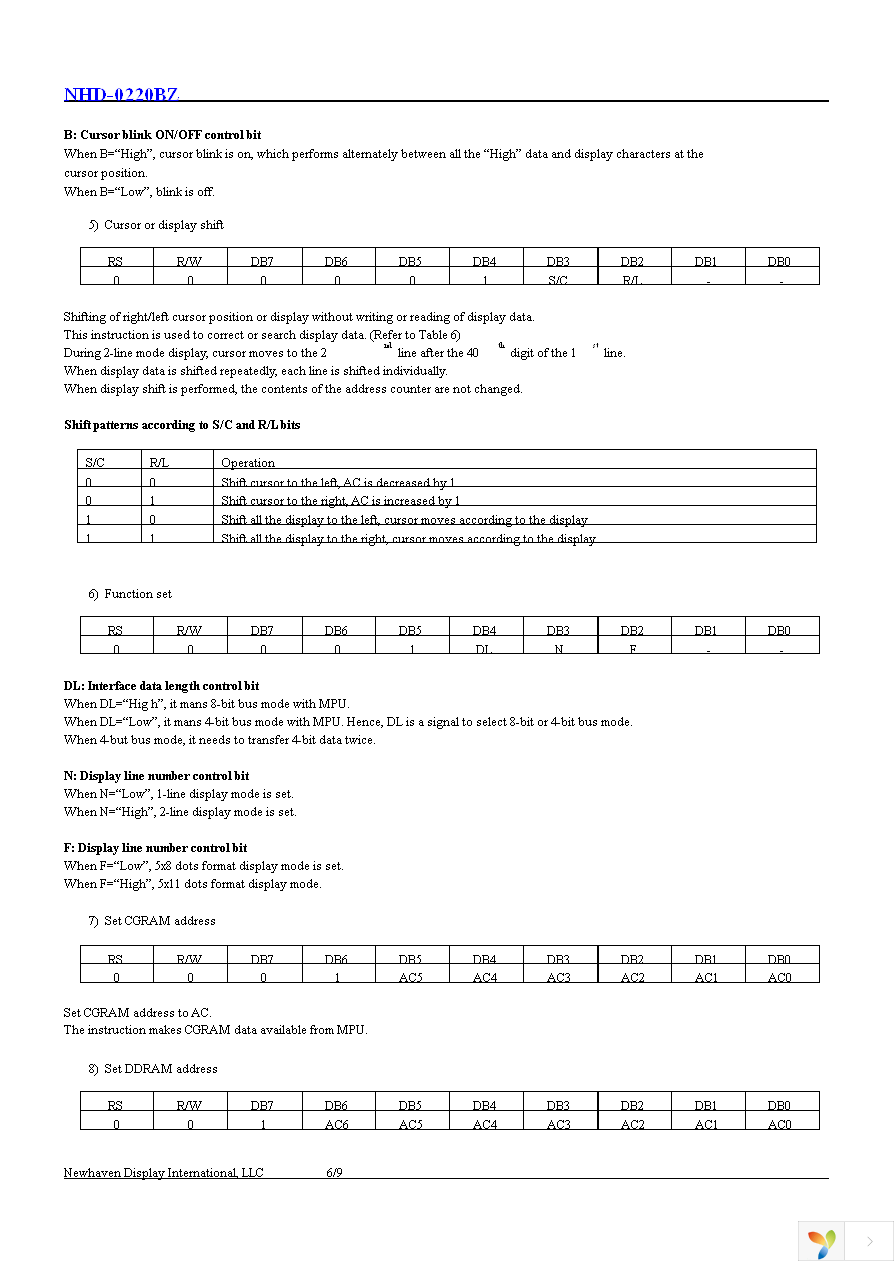 NHD-0220BZ-FL-YBW Page 7