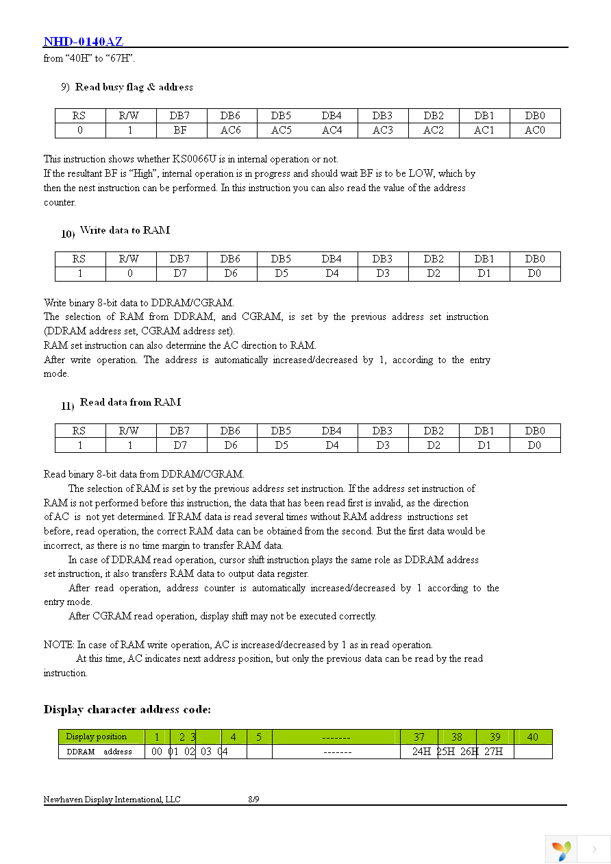 NHD-0140AZ-FL-YBW Page 9