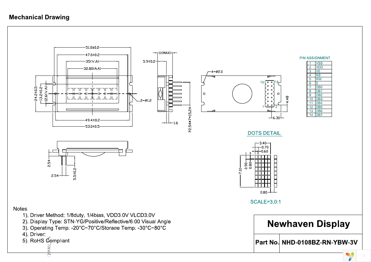 NHD-0108BZ-RN-YBW-3V Page 3