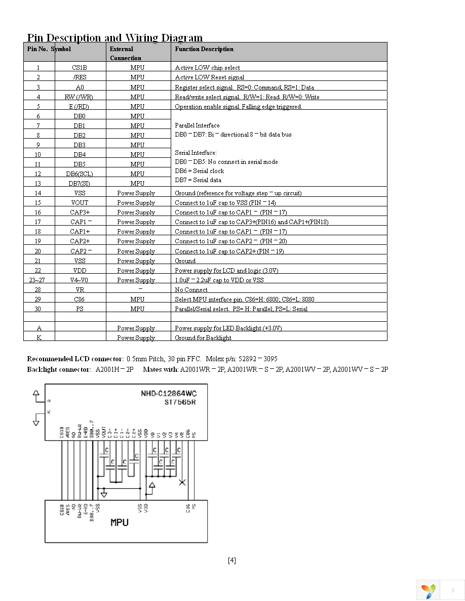 NHD-C12864WC-FSW-FBW-3V3-M Page 4