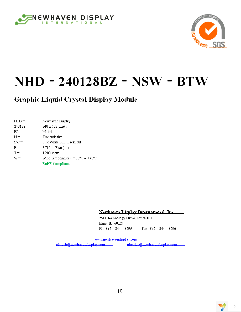 NHD-240128BZ-NSW-BTW Page 1