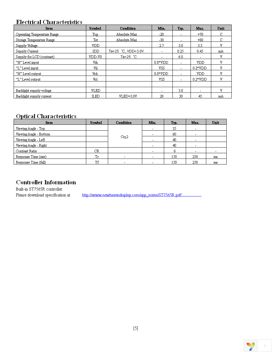 NHD-C12832A1Z-FSB-FBW-3V3 Page 5