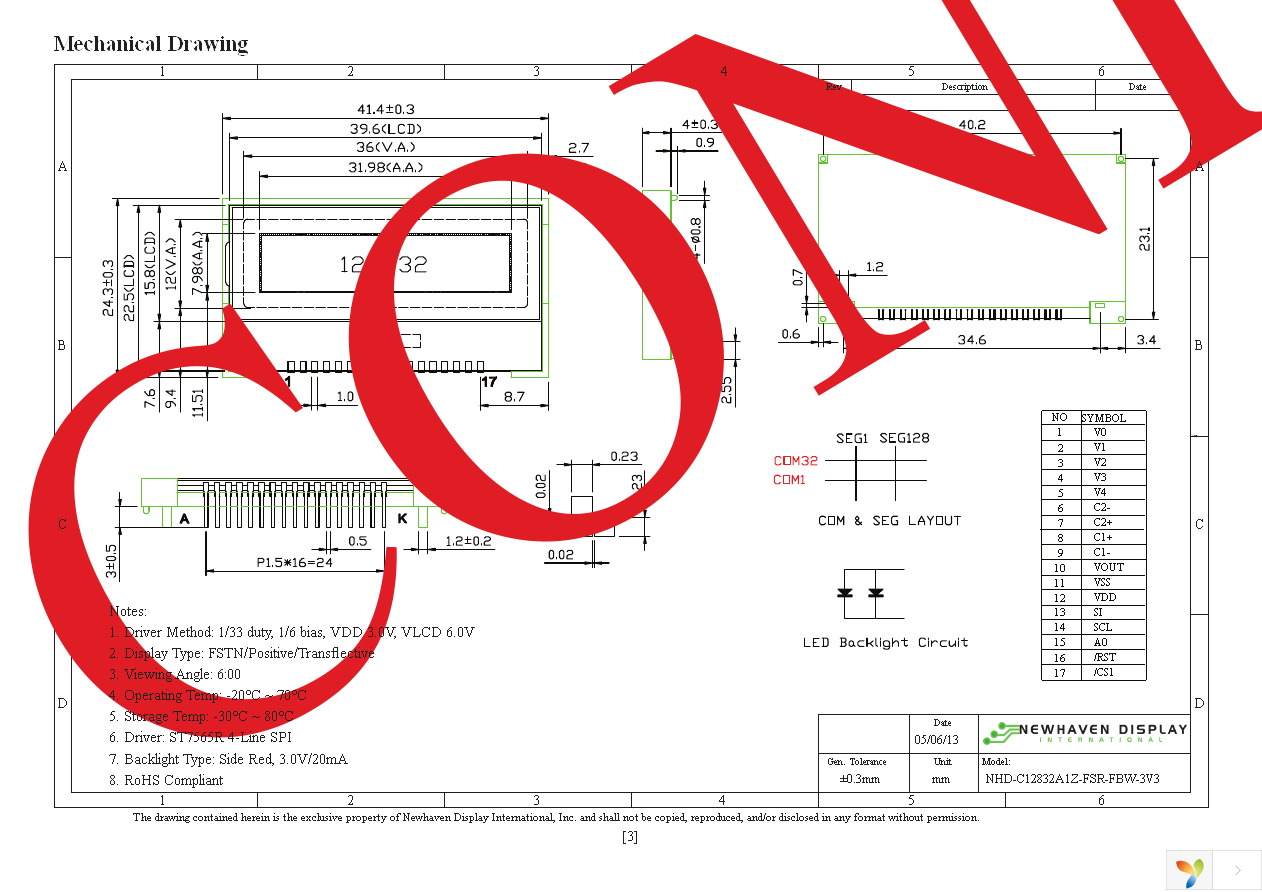 NHD-C12832A1Z-FSR-FBW-3V3 Page 3