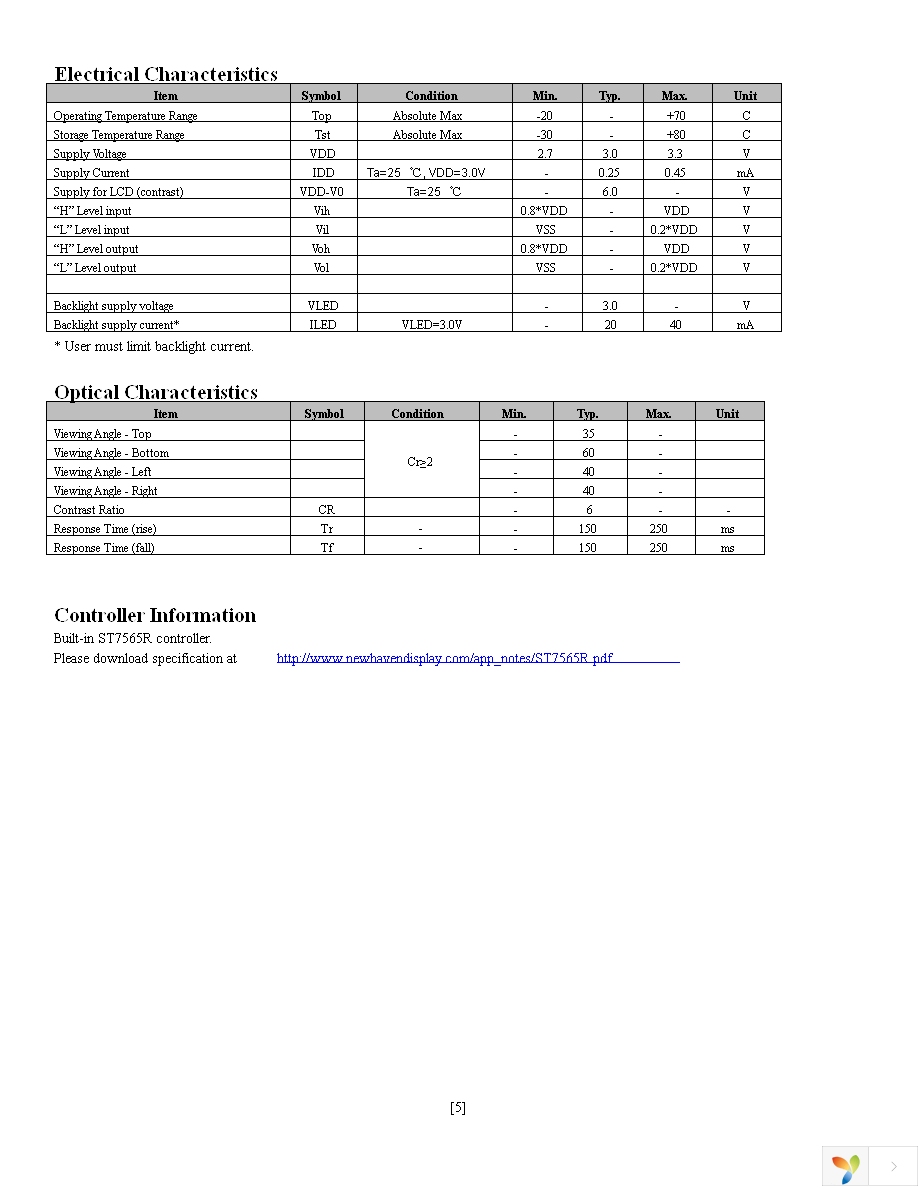 NHD-C12832A1Z-FSR-FBW-3V3 Page 5