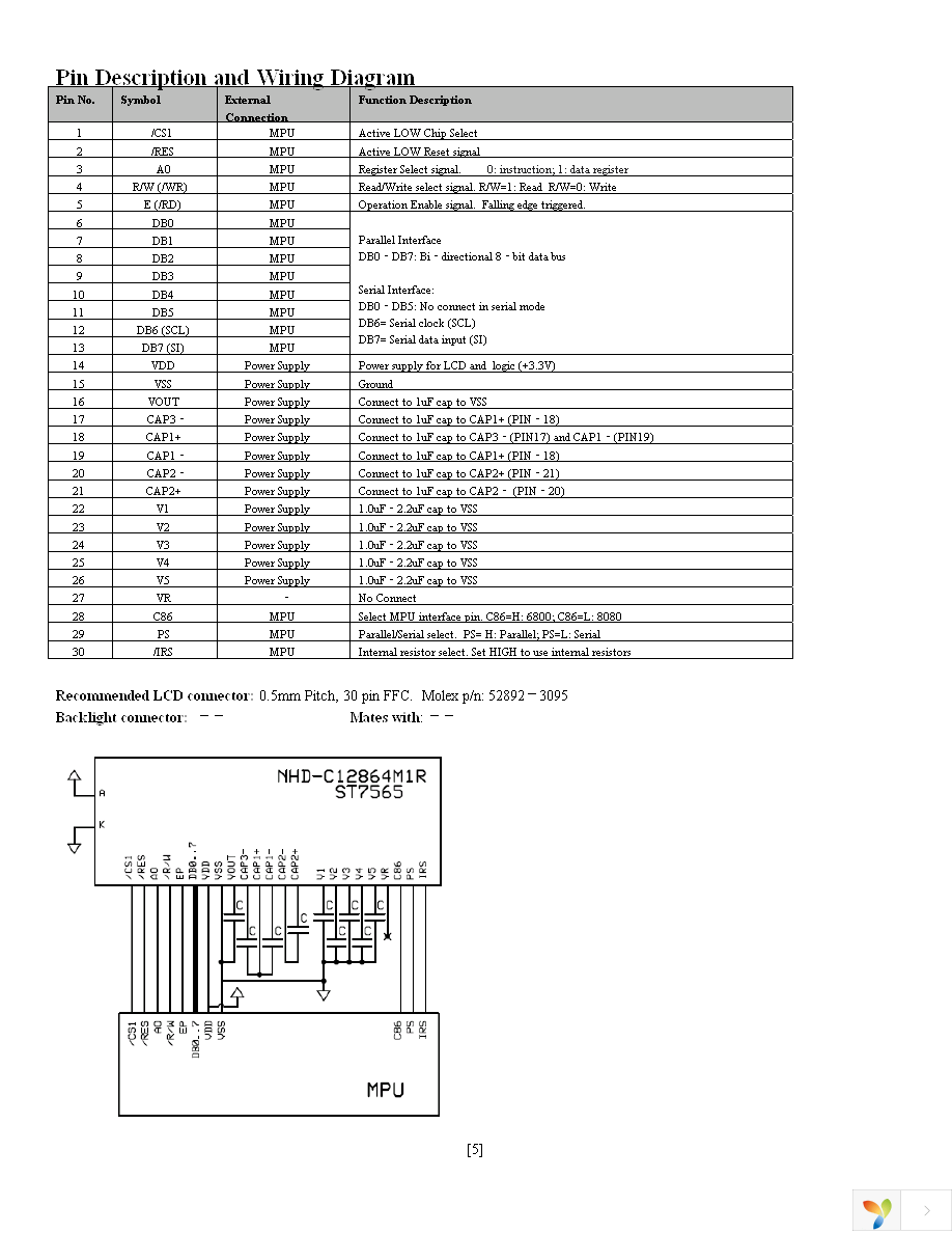 NHD-C12864M1R-FSW-FTW-3V6 Page 5