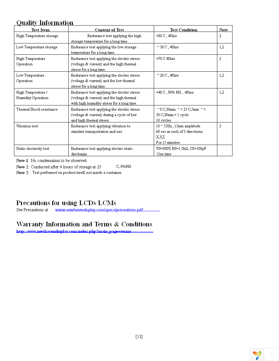 NHD-C160100CZ-RN-FBW Page 12