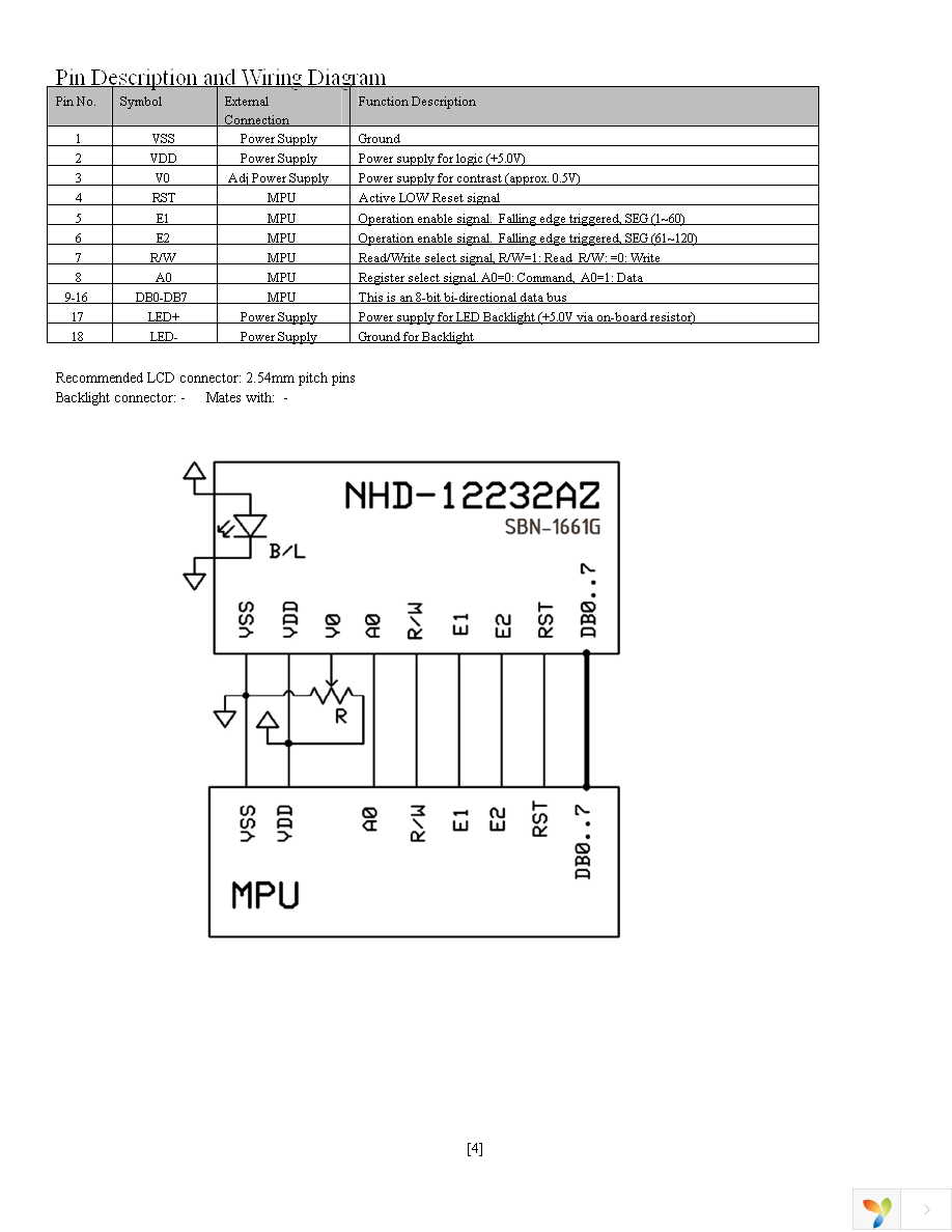 NHD-12232AZ-FL-YBW Page 4