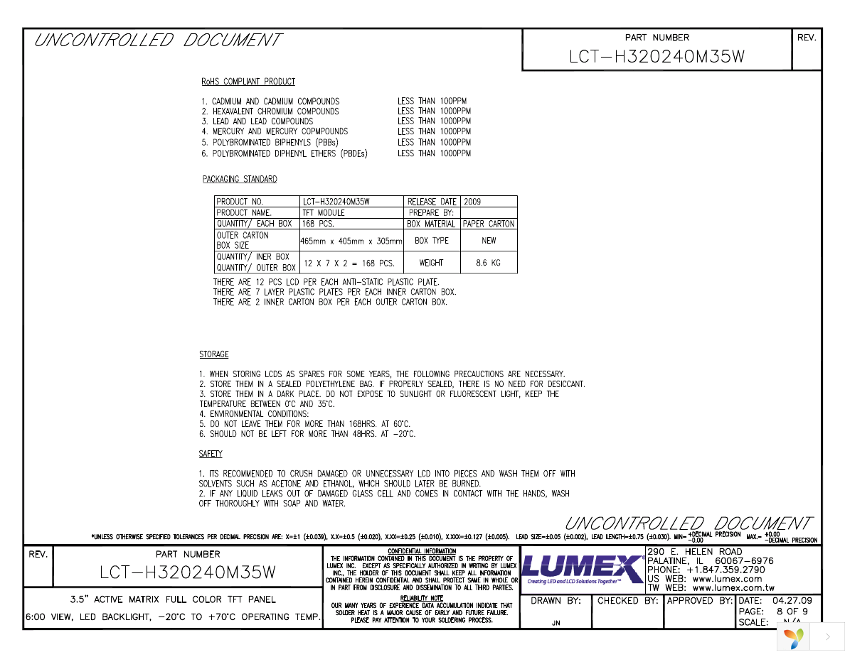 LCT-H320240M35W Page 8