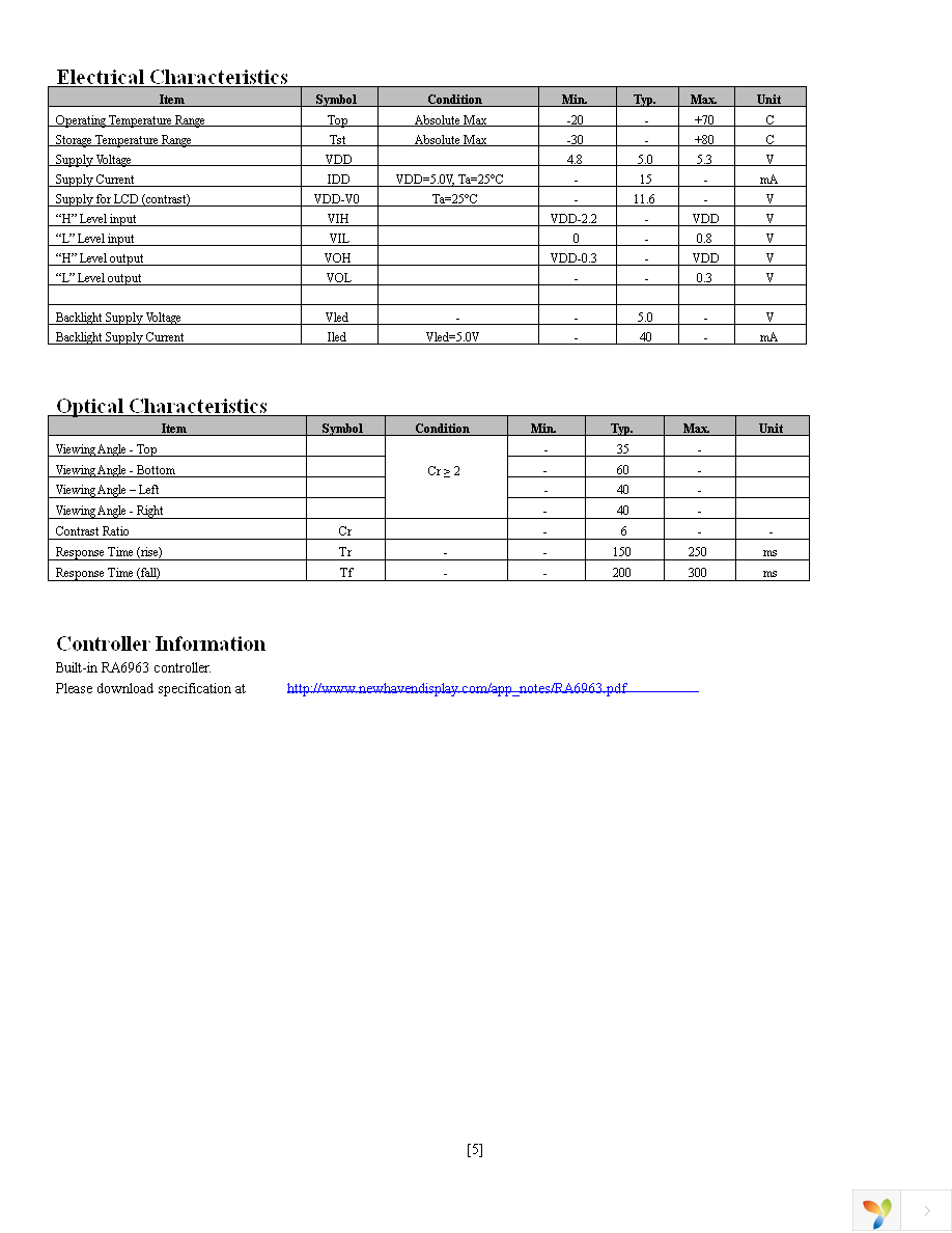 NHD-24064CZ-FSW-GBW Page 5