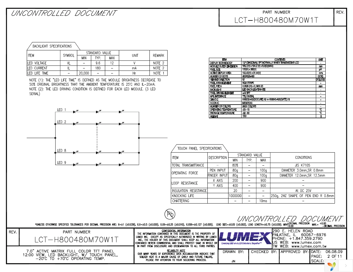 LCT-H800480M70W1T Page 2